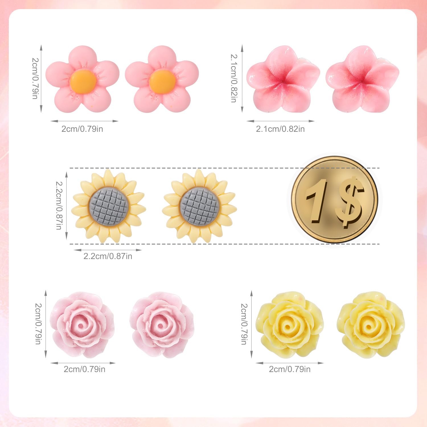 5 Pairs Kids Clip On Earrings for Girls, Flower Clip On Earrings 5 Styles Non Pierced Earrings with Ear Clip Pads Colorful Clip On Earring Sets for Girls Teen Princess Jewelry Accessories