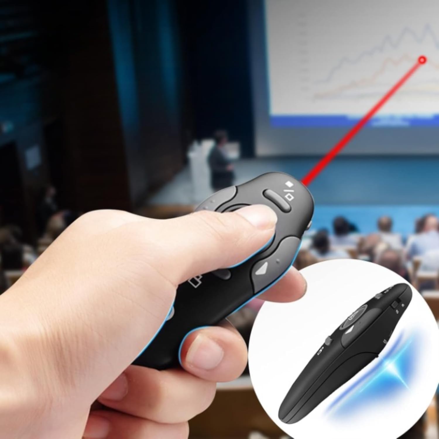 Apresentador de Slides com Laser Vermelho Sem Fio USB – Caneta Passador PowerPoint com Controle Remoto para Aulas, Palestras, Reuniões e Congressos