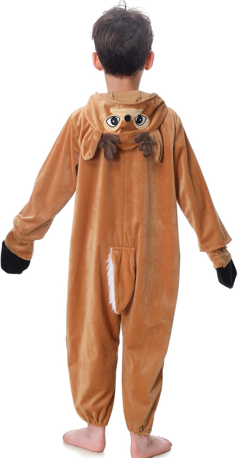 GRAJTCIN Kids Reindeer Costume Deer Onesie Halloween Animal Jumpsuit Christmas Party Outfit for Boys Girls - Image 4