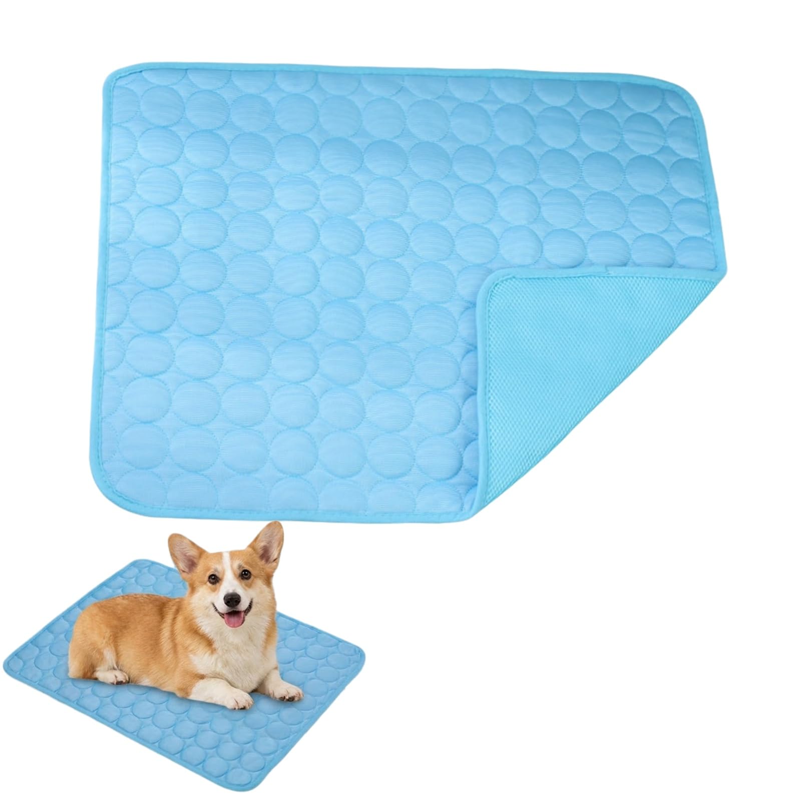 The Dog Hub Arctic Cooling Dog Mat, Dog Cooling Mat, Ice Silk Self Cooling Pad for Large Medium Small Dogs and Cats, Washable Portable Pet Cooling Blanket (S -50X40cm,Blue)