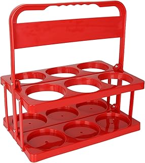ASelected Milk Bottle Holder Foldable Plastic Drink Carrier, 6-Holes Reusable Beer Bottle Carrier, Wine Bottle Carrier with Handle, (Dark Red)