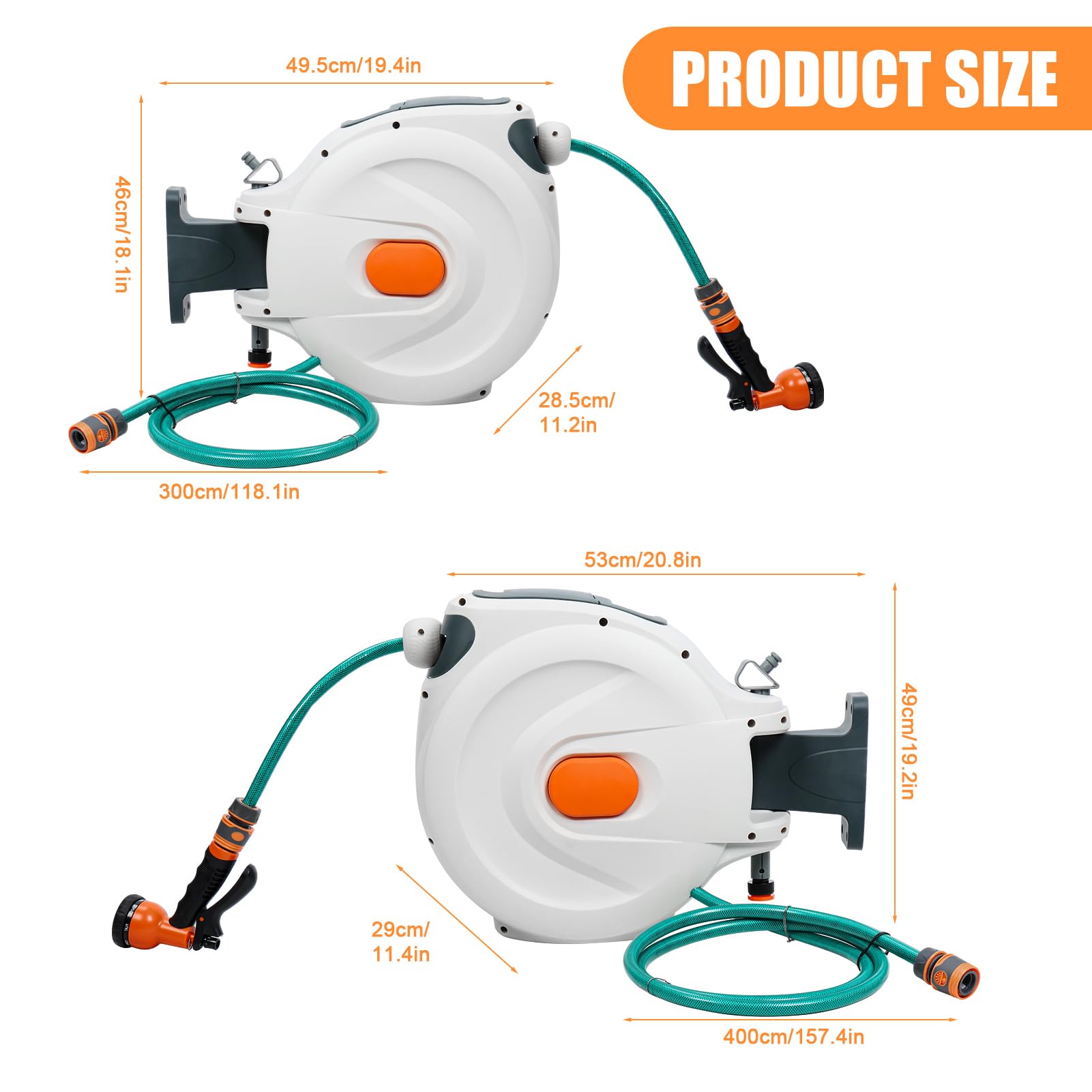 Reelcraft 7850 OMP Heavy Duty Spring Retractable Hose Reel, 1/2