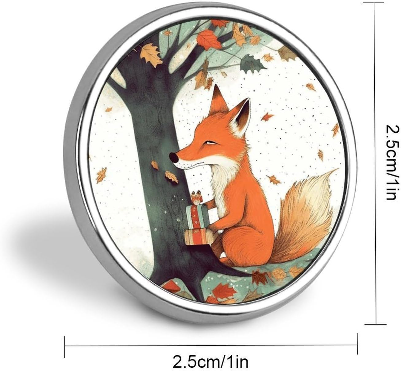 Fox Tree Round Badge Lapel Pin for Bag Hat Backpack image 2