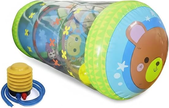 Baby Crawling Toys, Baby Crawling Toys Inflatable Roller with Bells, Toy for 6-12 Months Infants   Includes Foot Pump for Easy Inflation