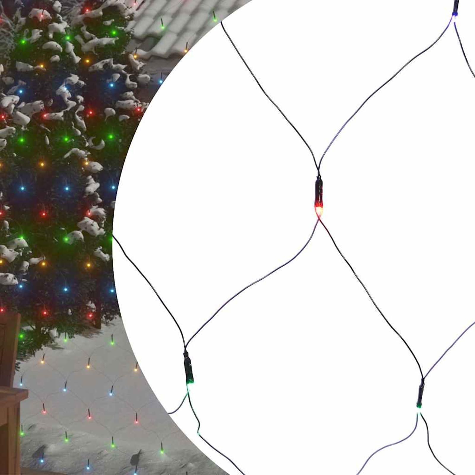 Gecheer Weihnachts-Lichternetz 4x4 m 544 LED Bunt Indoor Outdoor, Weihnachtsdekoration für Weihnachtsmarkt Festliche Eventdekoration Garten Rasen Terrasse Vorgarten Fassade328785