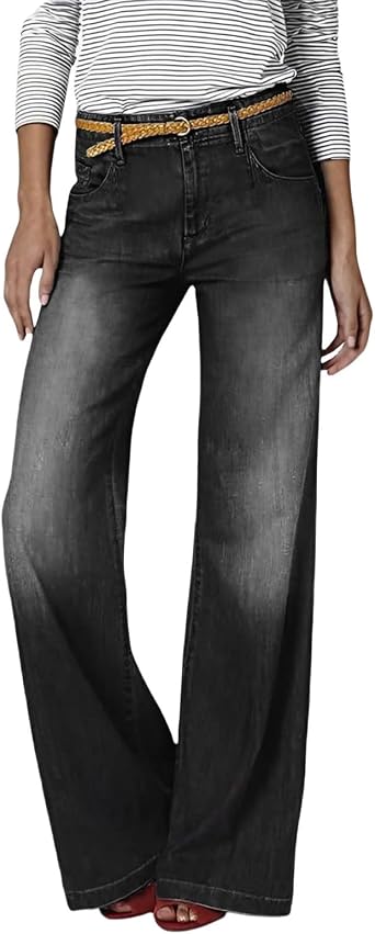 Wide Leg Jeans for Women Low Rise Baggy Stretchy Elastic Waist Cute Y2k Flare Bootcut Boyfried Mom Denim Pants