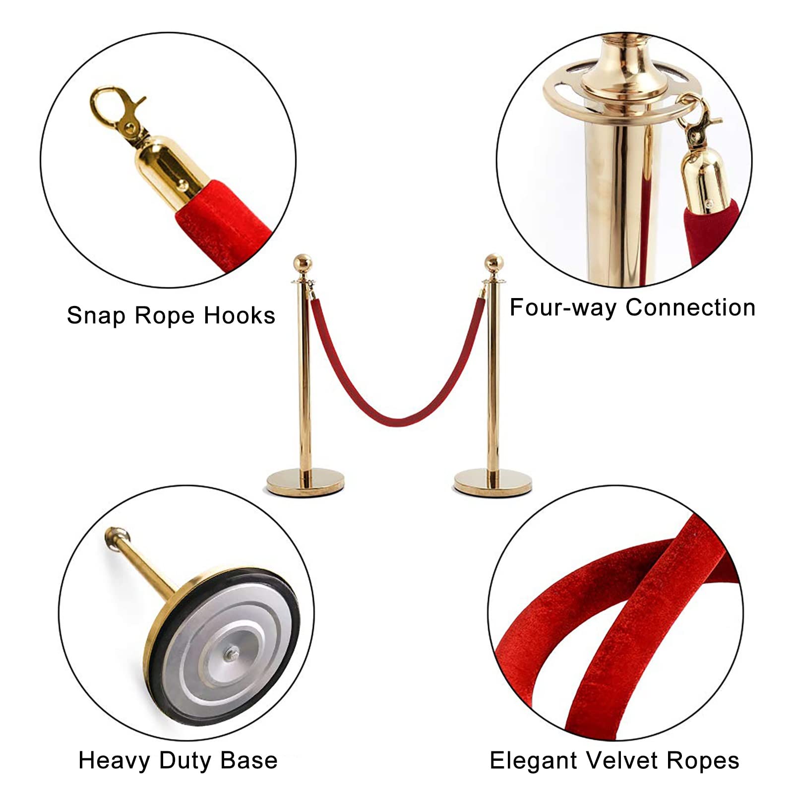 Rope Flow Rope Velvet Stanchion Rope Barrier - 6ft Black Crowd Control ...