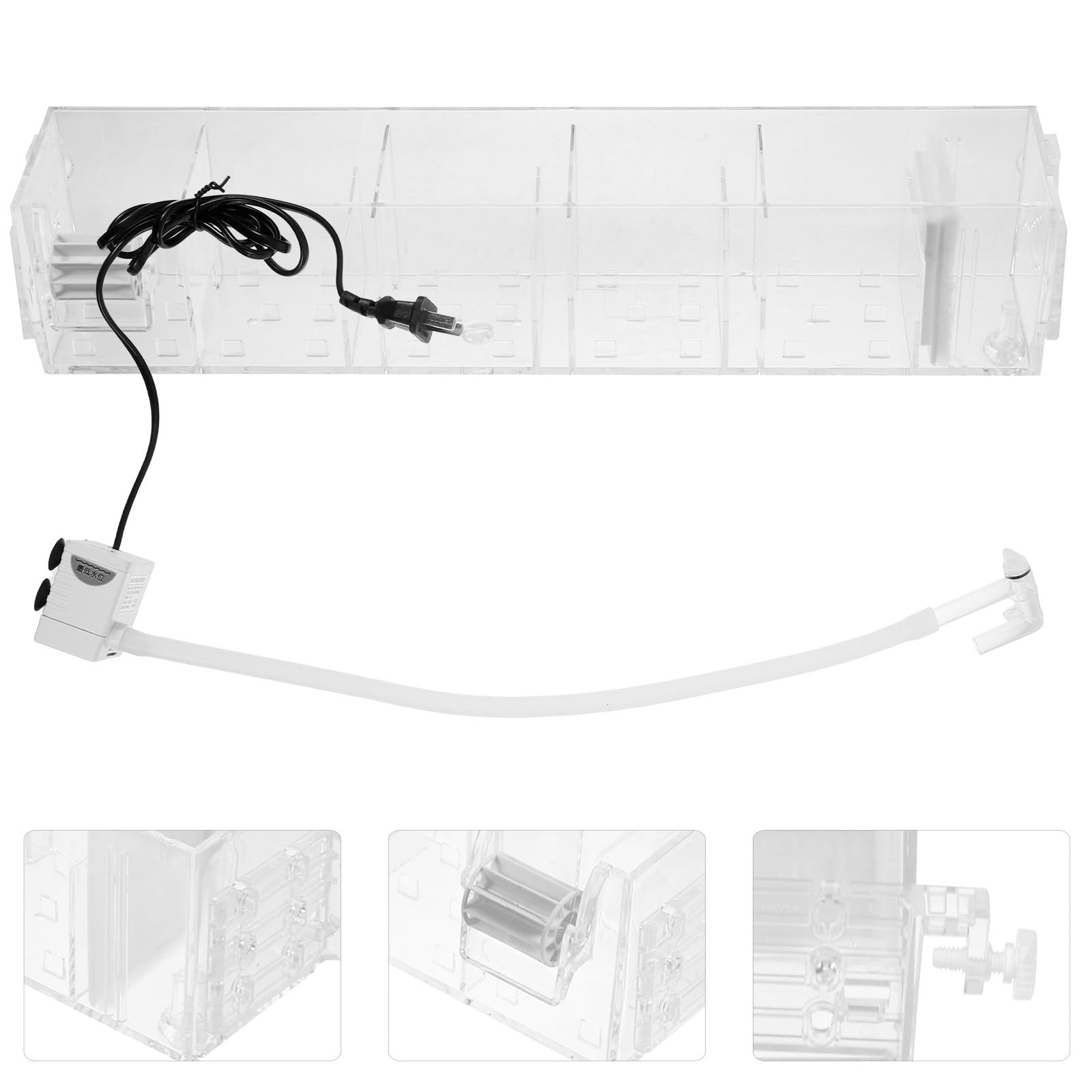 TOYANDONA Caja de Filtro para Pecera Acrílica con Bomba de Agua Integrada, Filtro Colgante Silencioso de 6 Compartimentos Gd-18, Herramienta de Filtración para Acuario, Limpieza
