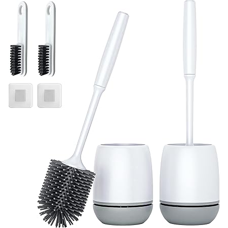 Toilet Bowl Cleaner Brush Set 2 Pack and 2 Bathroom Small Cleanning Br