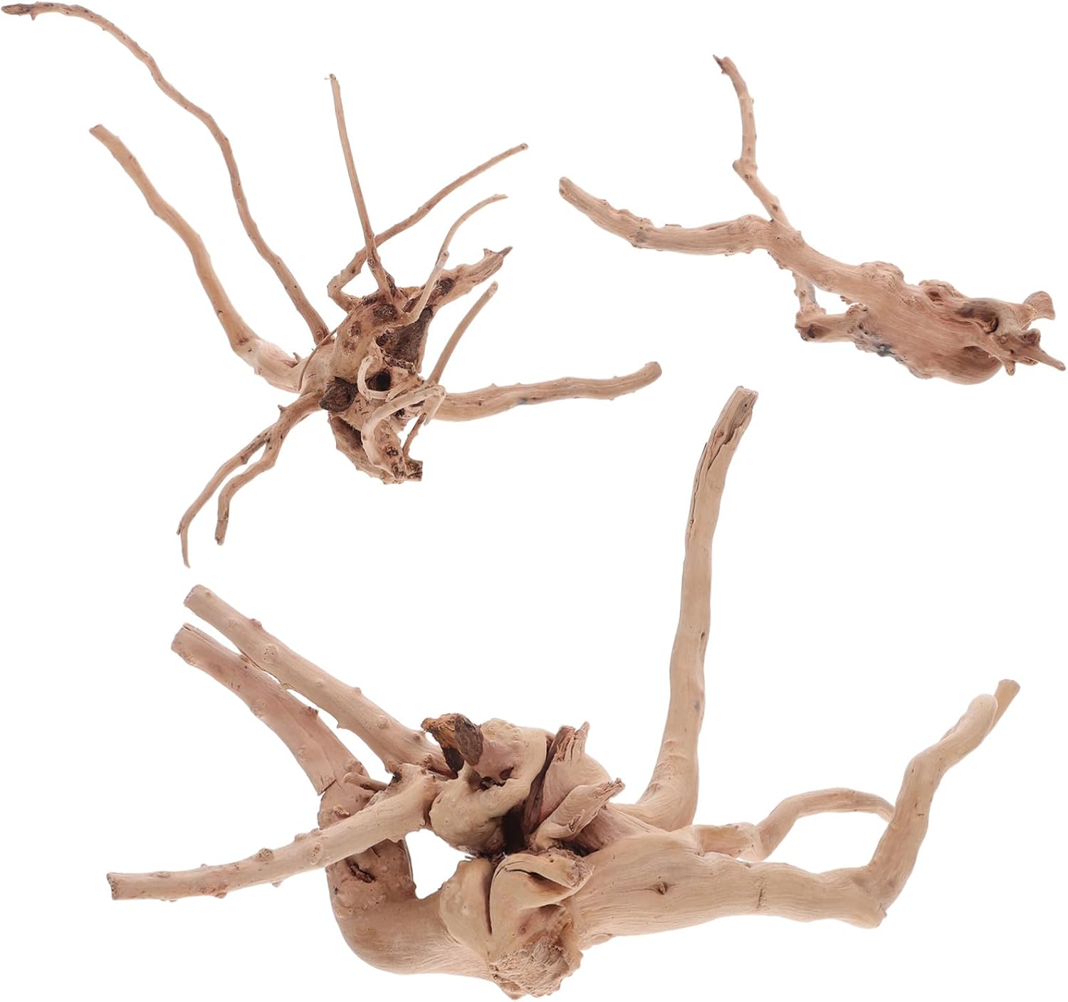 3pcs Natural Driftwood Aquarium Decor Irregular Wood Branches for Freshwater Tanks Fish Shelter Reptile Branch Bonsai Driftwood Safe and Water-Resistant