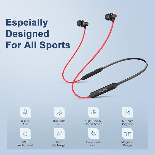 Amazon.com: TECNO Magnetic Wireless Bluetooth Headphones, Bluetooth Earbuds  Neckband with Microphone, Bluetooth 5.0 Around Neck Bluetooth Headphones  for Workout Running, B1 SE : Electronics