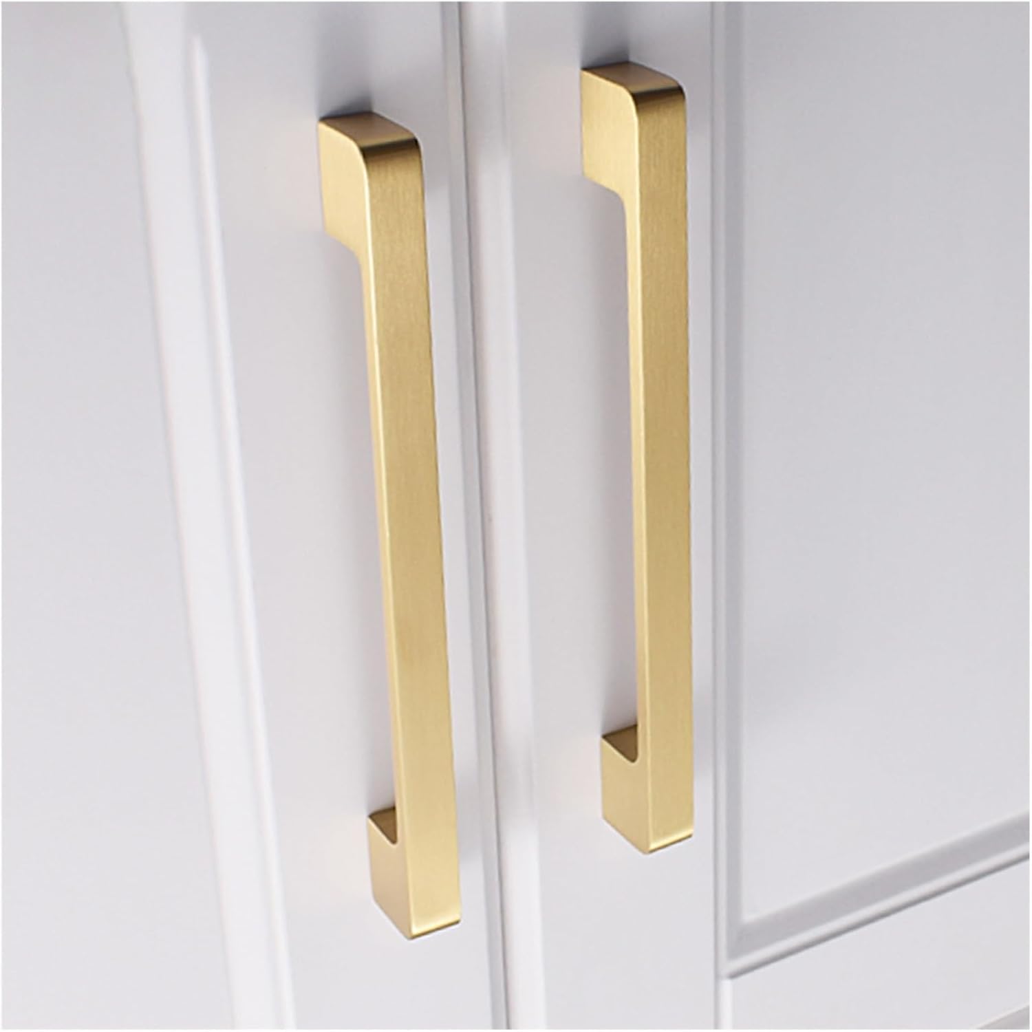 10 Pack Cabinet Handles, Brushed Brass Drawer Pulls, 128mm Hole Centers, Gold Cabinet Pulls for Kitchen Cupboard, Desk, Dresser and Wardrobe(192 mm Hole Centers)