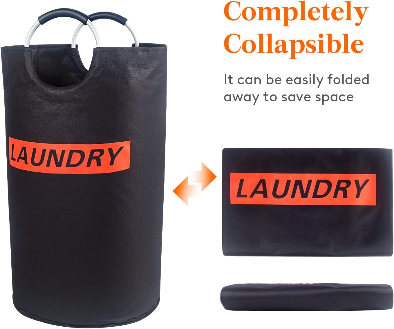 Lifewit 82L Large Laundry Basket Collapsible Clothes Hamper Durable Oxford Fabric Portable Folding Laundry Bin for Bedroom, Laundry Room, Closet, Bathroom, College, Black