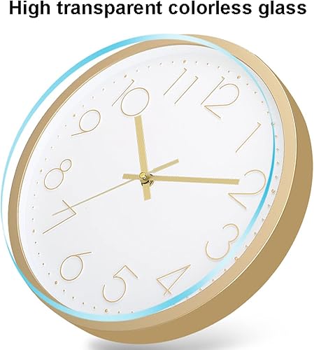 Miniatura 2 de Reloj de pared, reloj de pared de cocina, reloj silencioso redondo, clásico, funciona con pilas, diseño moderno y estilo para sala de estar, cocina,