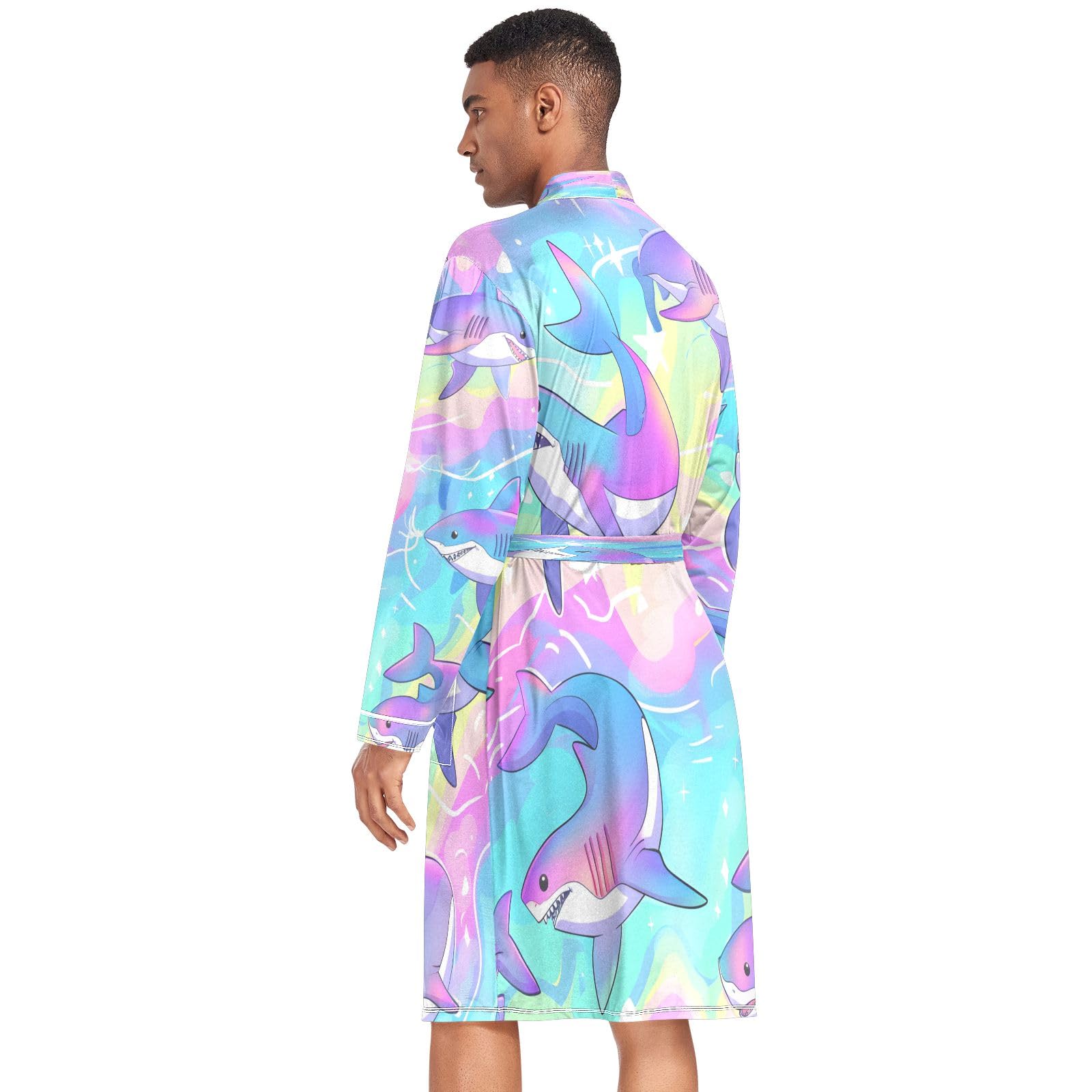 Albornoz ligero para hombre, albornoz de spa, lindo anime, tiburones, natación