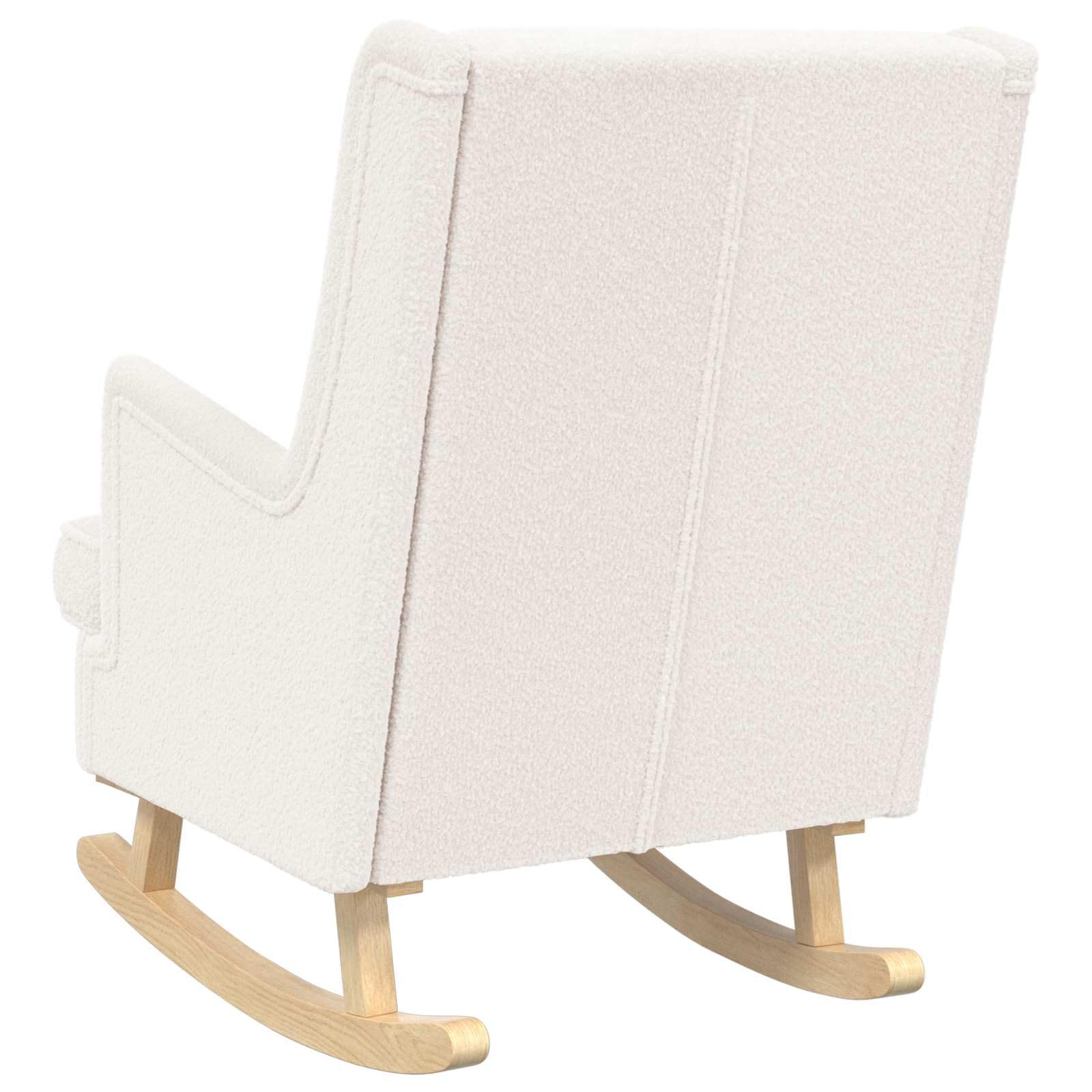 Bouclé bujane krzesło bujane, kremowe, 62 x 80 x 85 cm, z ergonomicznym oparciem, podnóżkiem, drewnianymi nogami, wygodną tapicerką, idealny do salonu, sypialni, do użytku wewnątrz i na