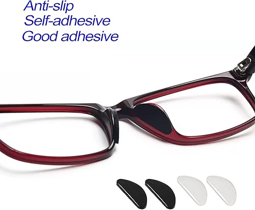 Miniatura 5 de 20 pares de almohadillas de nariz para anteojos, almohadillas de silicona suave, almohadillas adhesivas antideslizantes para la nariz para anteojos,