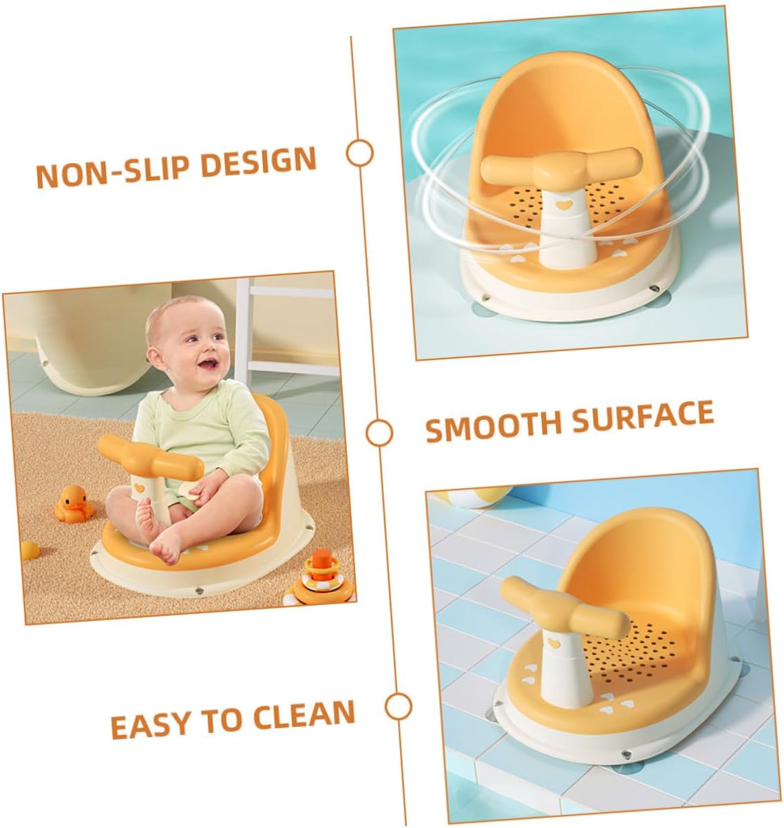 BESPORTBLE Ergonomic Bath Seat with Anti-Slip Support for Sitting Up Safe Bath Chair for Bathtubs Portable Shower Sitting Stool for Boys and Convenient Storage and Comfortable Design