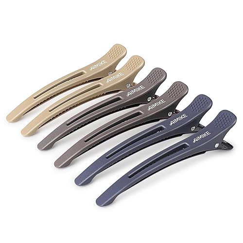 AIMIKE 6 pinzas para el cabello para corte de peinado, pinzas de pelo sin arrugas con banda de silicona, pinzas de peinado para el cabello, pinzas