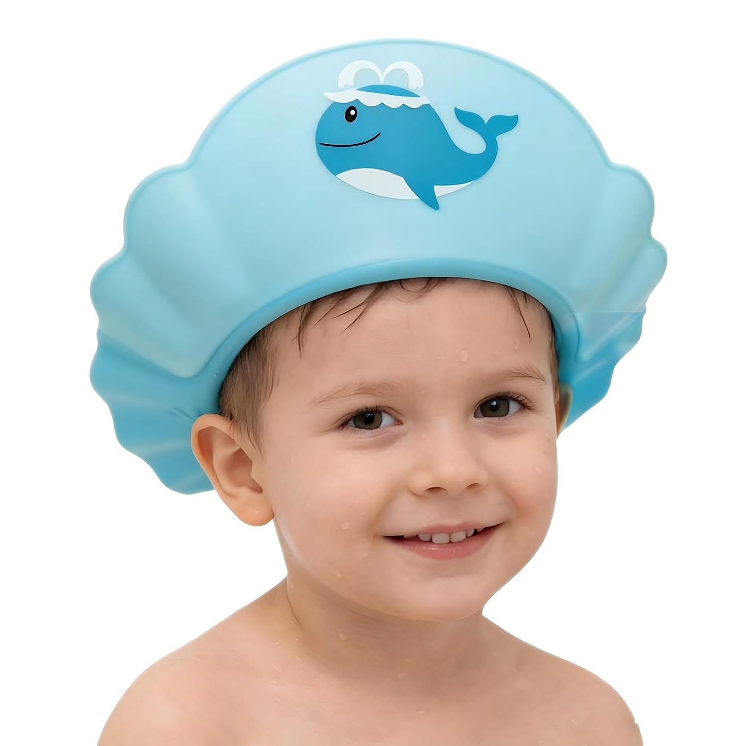 Baby Shower Cap, Baby Toddler Hair Washing Shield, Adjustable Silicone Bath Visor for Toddlers, Shower Hat for Kids 1-9 Years, Pink Crown