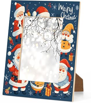 Christmas Santa Claus Printing Picture Frame11x14, Wood Photo Frame High Definition Acrylic Panel, Decorations Holiday Christmas Xmas Gifts, Vertically or Horizontally for Desktop or Wall Use
