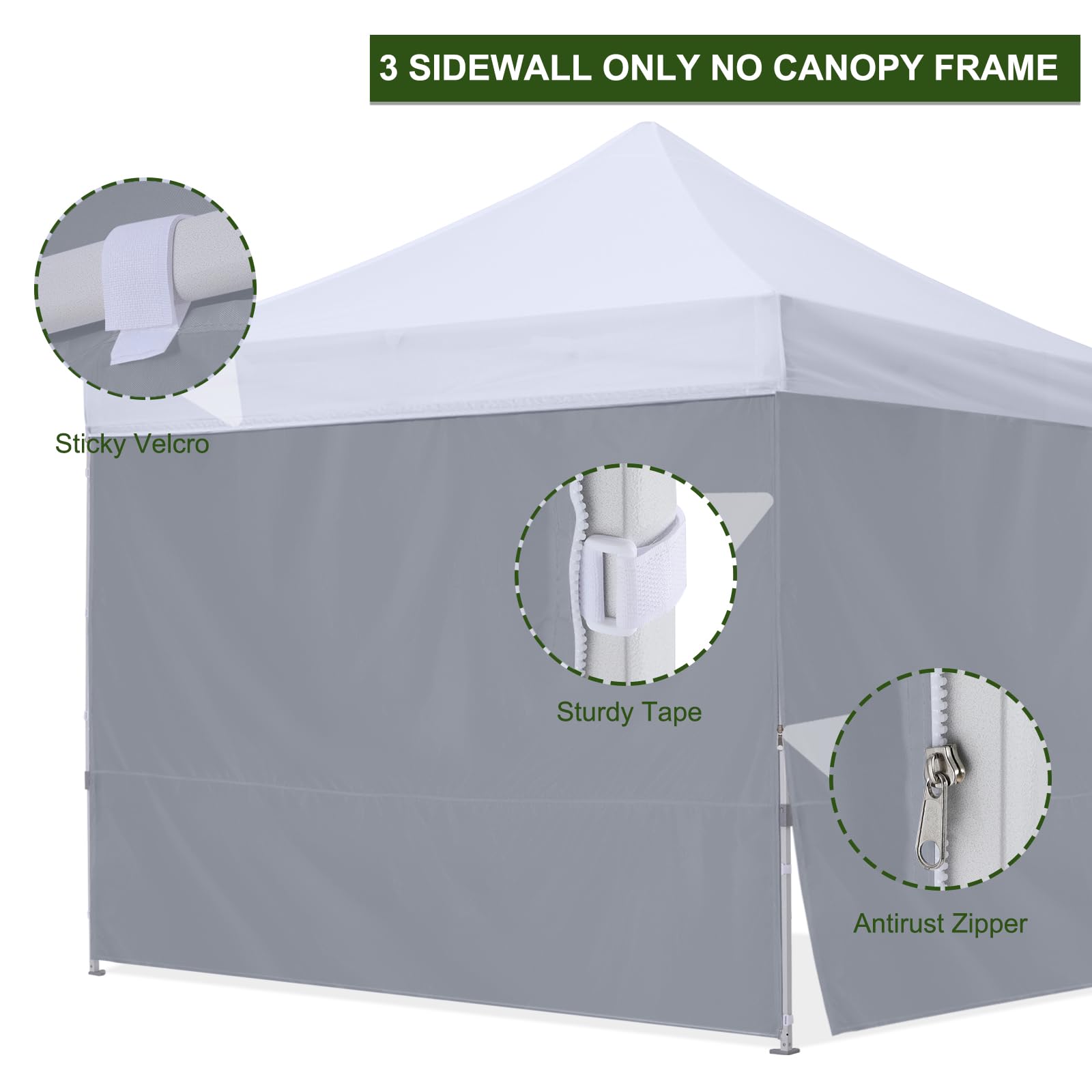 HLong Toldo para toldo desplegable de 10 x 10 pies, 3 piezas, color gris