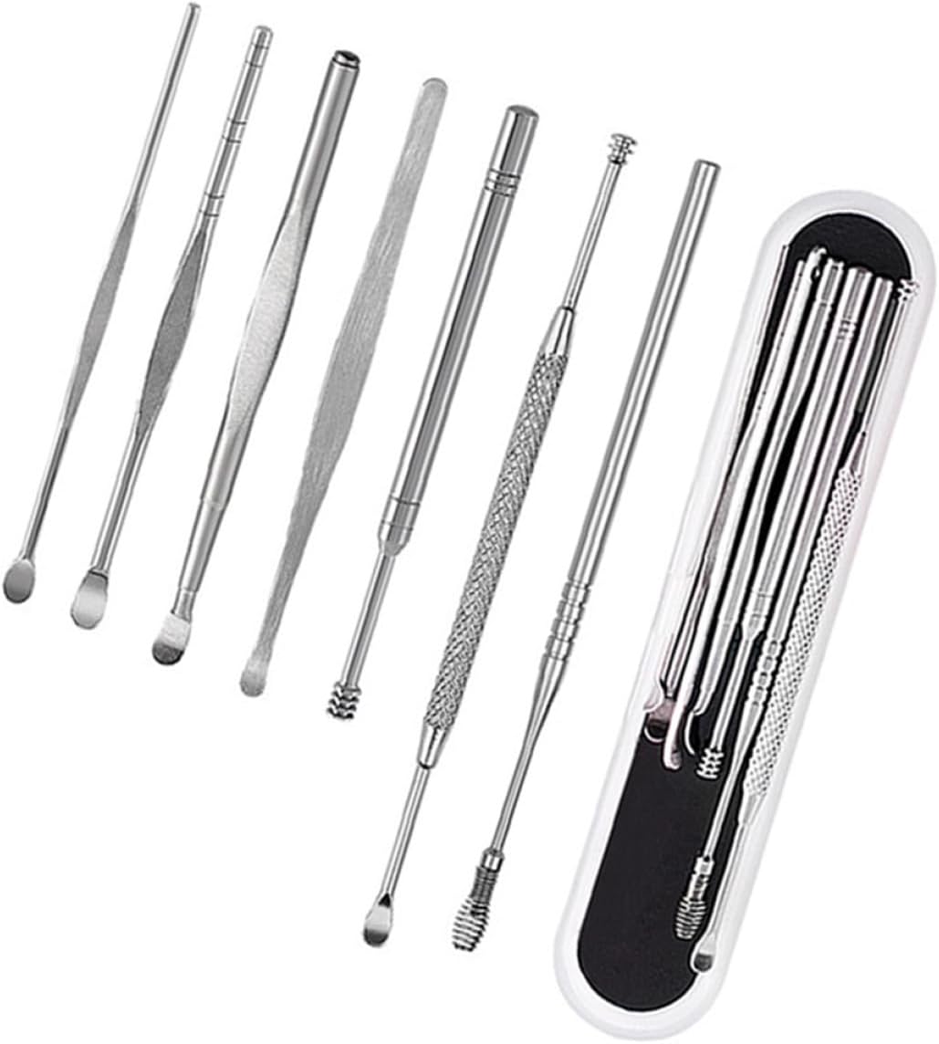 7pcs Stainless Steel Ear Wax Remover and Ear Wax Cleaner Kit with Storage Box Gentle Earwax Removal Tools for Home and Travel