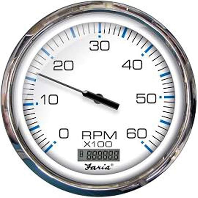 Tacômetro com Horímetro Faria Beede Chesapeake 33863 em Aço Inoxidável – 6.000 RPM, 5"