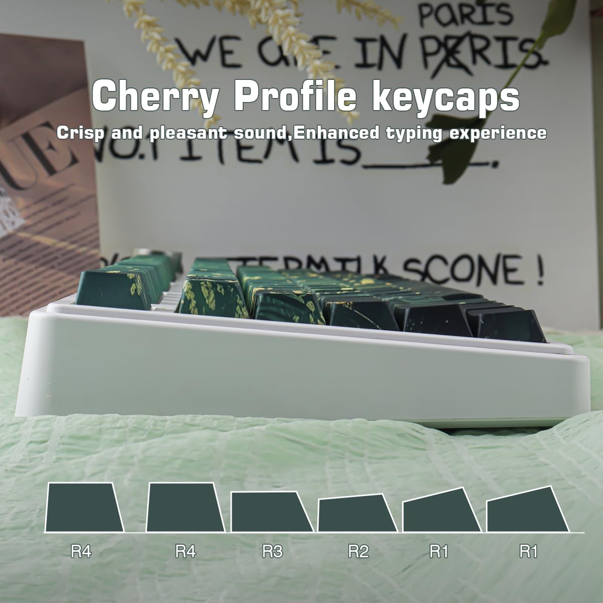PBT ISO Keycaps, 133 Keys Summer Keycap, Shine Through Dye Sub Custom Keycaps for Cherry MX Switch German QWERTZ Layout Mechanical Keyboards