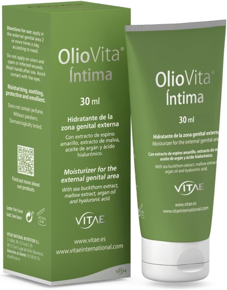 Vitae Oliovita Intima | Natural Intimate Cream with Sea Buckthorn Oil, Argan Oil, Hyaluronic Acid | Hydration, Comfort feeling, Emollient and Calming Effect | Vaginal Dryness in Menopause | 30ml