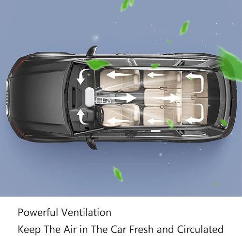 Miniatura 4 de OKAHITA Ventilador de coche USB, ventilador eléctrico de automóvil de 4 velocidades con bajo ruido, ventilador sin aspas con ajuste de ángulo libre,