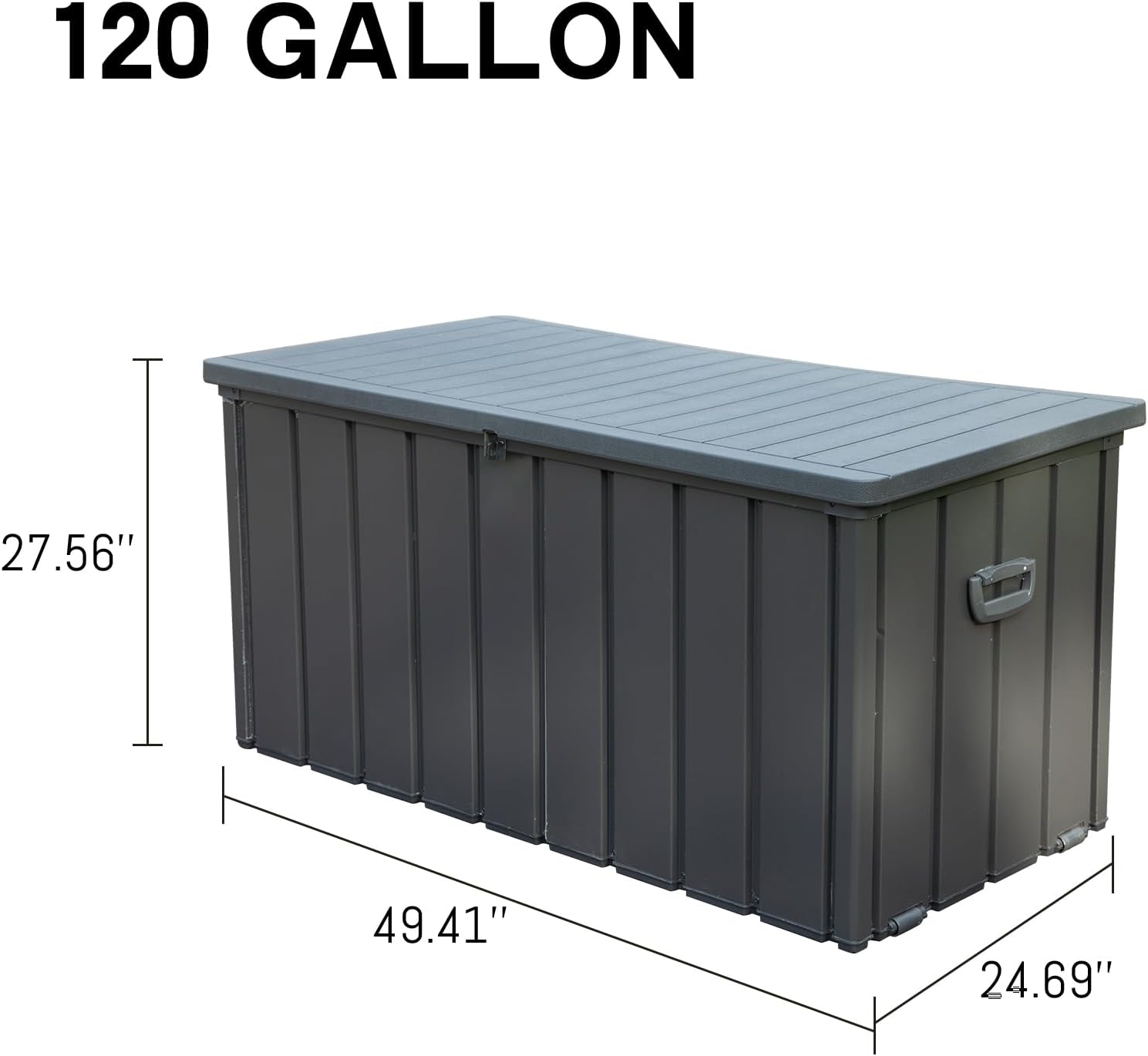 120 Gallon Outdoor Storage Deck Box Waterproof, Large Patio Storage Bin for Outside Cushions, Throw Pillows, Garden Tools, Lockable (Dark Gray)