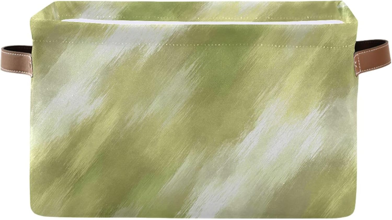 OTVEE Canvas Bins for Closet Shelves Organizing Yellow Green White Brush Art Storage Basket Baby Clothes Organizers Storage Box Nursery Bins Gift Baskets 2 Pack