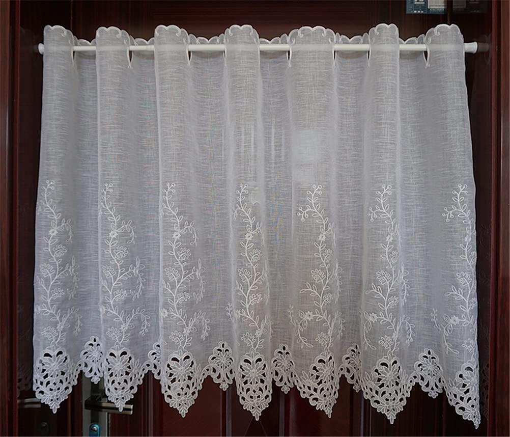 Cantonnière de rideau transparent en voile brodé moderne NMDCDH pour fenêtre de cuisine