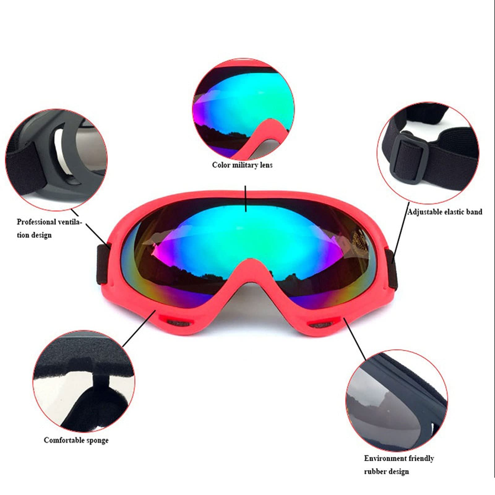 DieffematicHXJ Masque Ski Lunettes de protection contre route lunettes de ski lunettes de ski lunettes de protection hommes et femmes (Color : B)