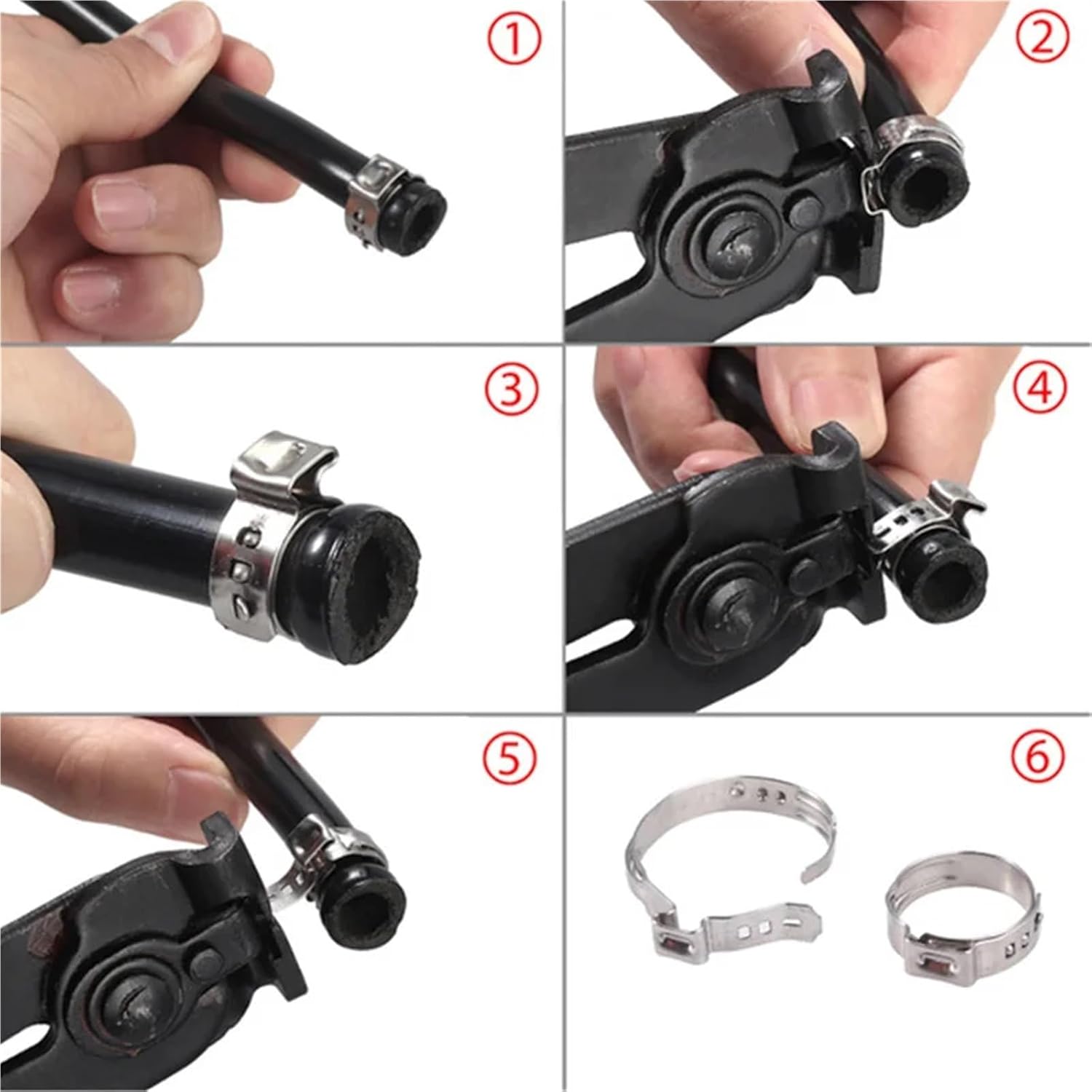 50PCS Single Ear Hose Clamps 304 Stainless Steel Single Ear Hose Clamps Stepless 5.3-42mm Cinch Clamps Rings Sealing Kinds of Hose(5.8-7.0mm)