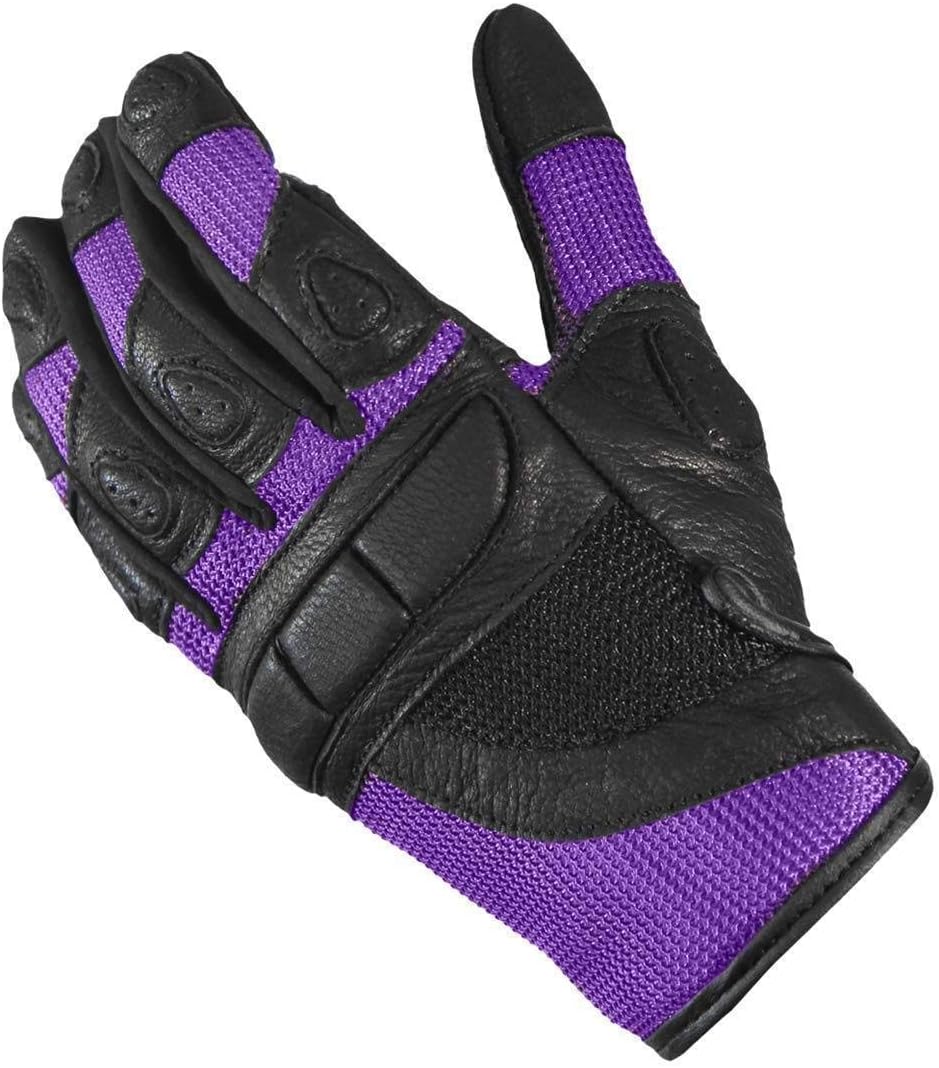 Xelement XG80208 Women's Black and Purple Mesh Cool Rider Motorcycle Gloves - Medium : Automotive