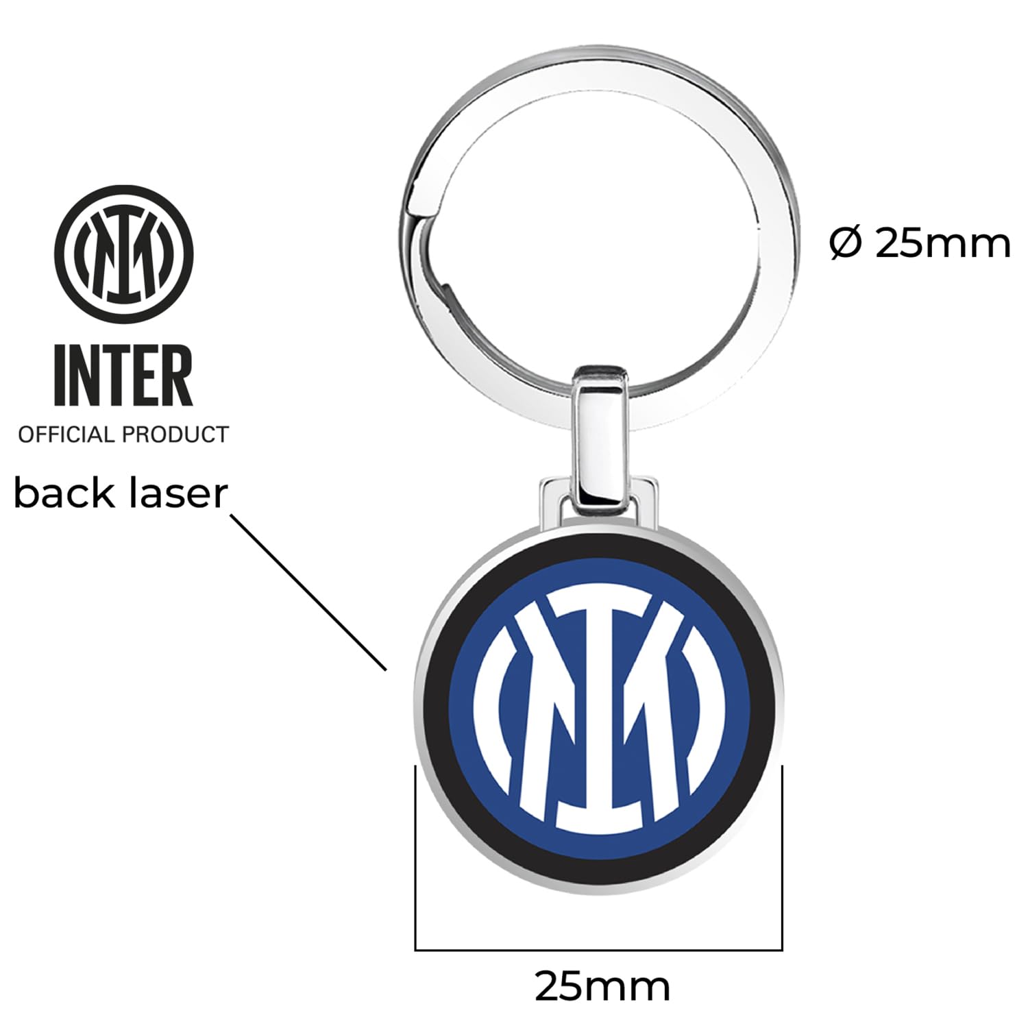 Clondo Portachiavi Fc Inter Acciaio Inossidabile Prodotto Ufficiale Calcio Gadget Elegante Resistente Logo Idea Regalo Tifosi Neroazzurri