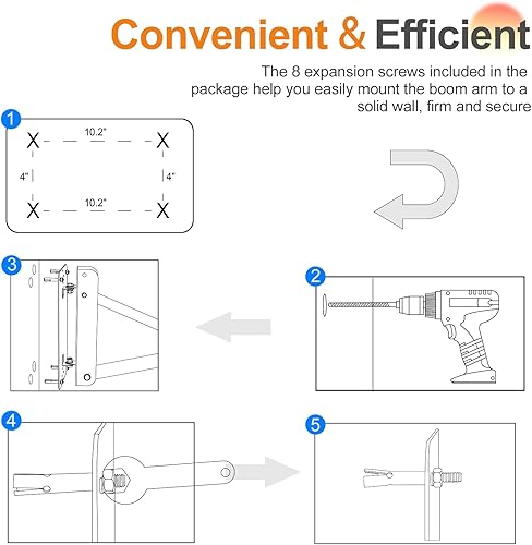 Miniatura 6 de Anillo de pared para montaje en pared, 52 pulgadas52.0 in, ajustable, soporte de brazo triangular, rotación flexible de 180 para luz estroboscópica,