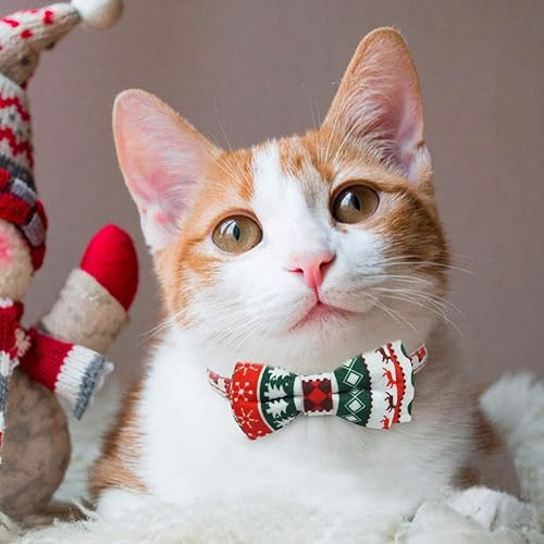 Vista 21 de Collar Joytale con corbatín y campana, lindos patrones de cuadros, 1 o 2 unidades de collares de seguridad para gato, Rojo