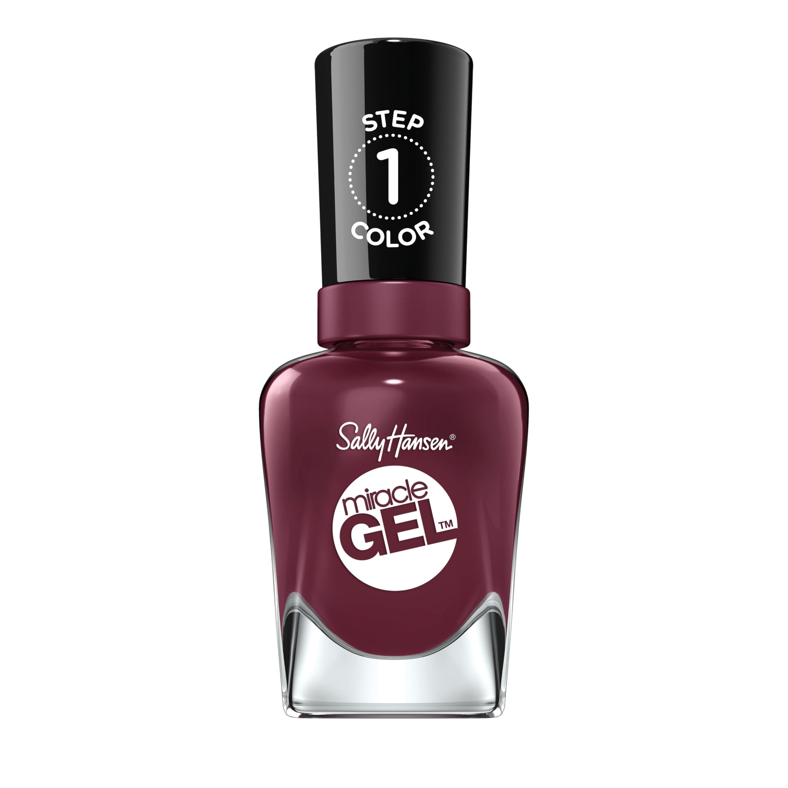 Sally Hansen Miracle Gel Salon Quality Nail Polish | Gel-Like Formula, Two-Step System, No UV Light Needed, Long Lasting | Opaque, Glossy | 489 V-Amplified | Deep Plum Nail Color