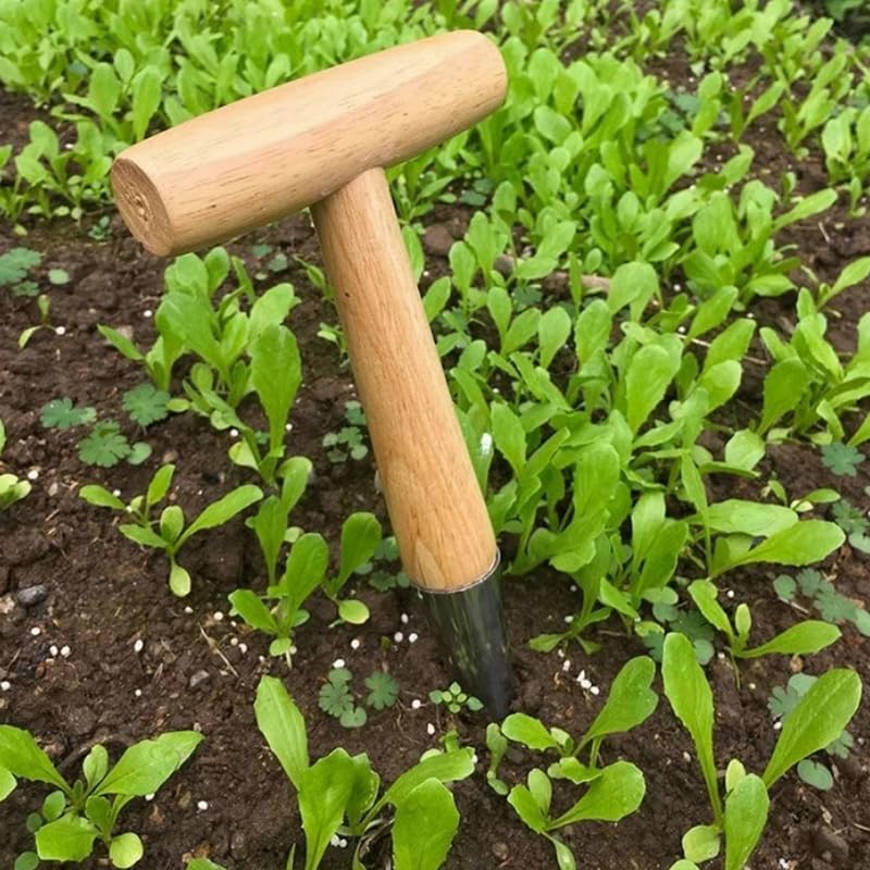 VIGAN 28CM Home Gardening Wooden Planting Seeds and Bulbs Tools Hand Digger Seedling Remover Seed Planter Tool (2PCS)