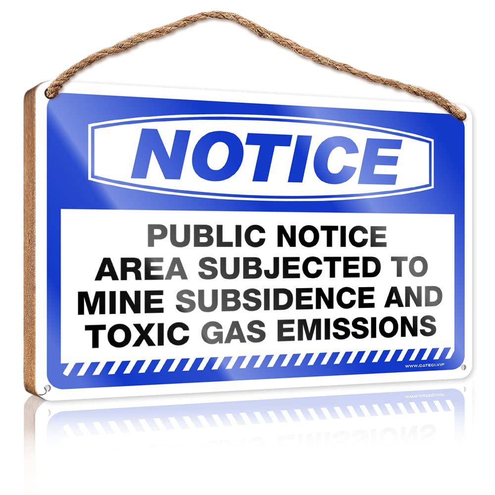 FRINTOXA Bathroom Signs Decor Funny Notice Area Subject To Mine Subsidences Wooden Sign(15X28CM)