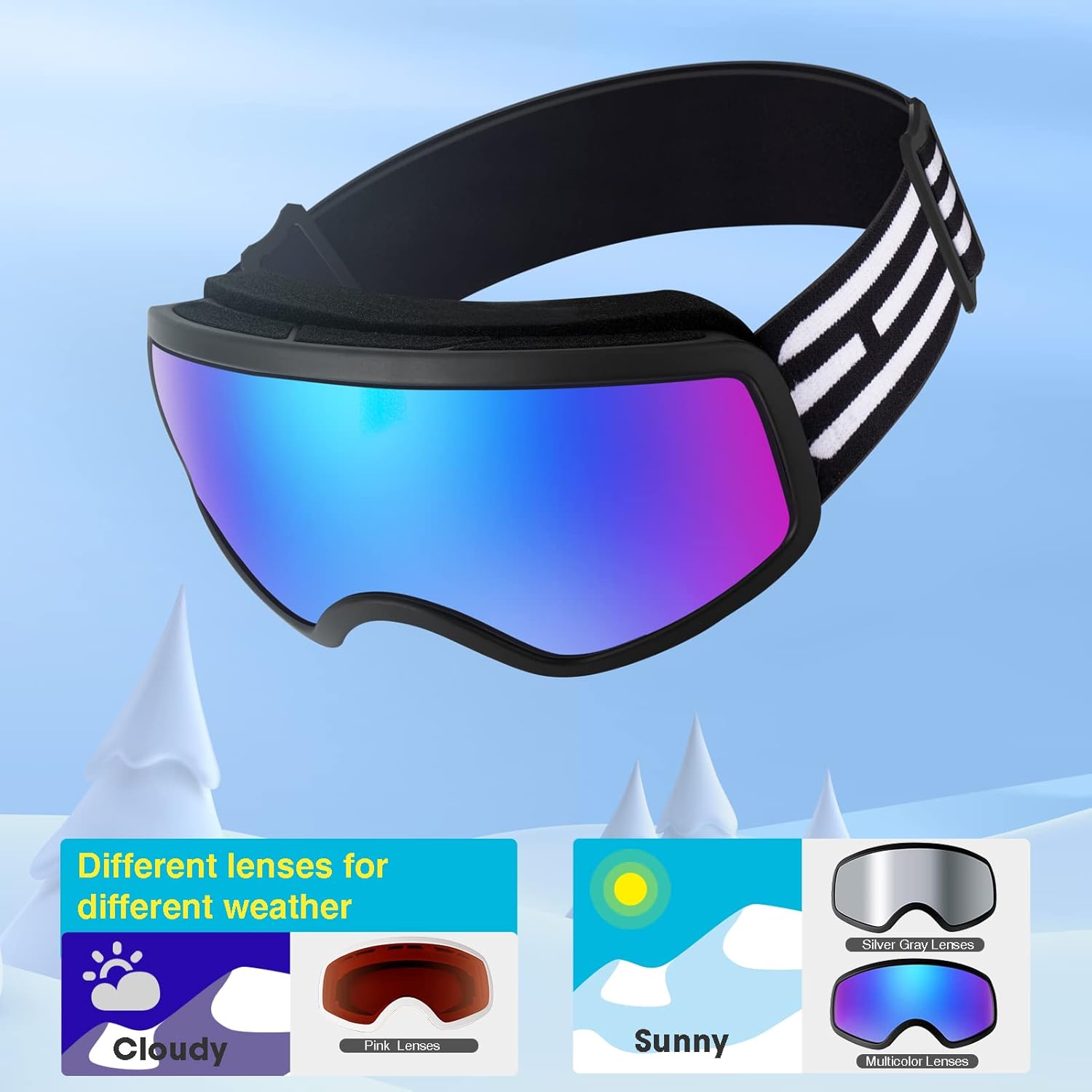 EasYoung Kids Ski Goggles Snowboard Goggles for Children, Youth, Boys & Girls 3-15 : Sports & Outdoors