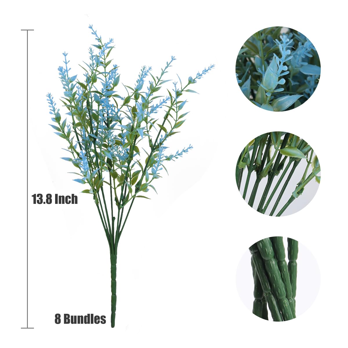 RECUTMS Blue Artificial Flowers for Outdoor Artificial Plants & Flowers for Outside Fake Outdoor Plants Faux UV Resistant Flower Plastic Shrubs Indoor Outside Hanging Decorations(Blue) - Image 2