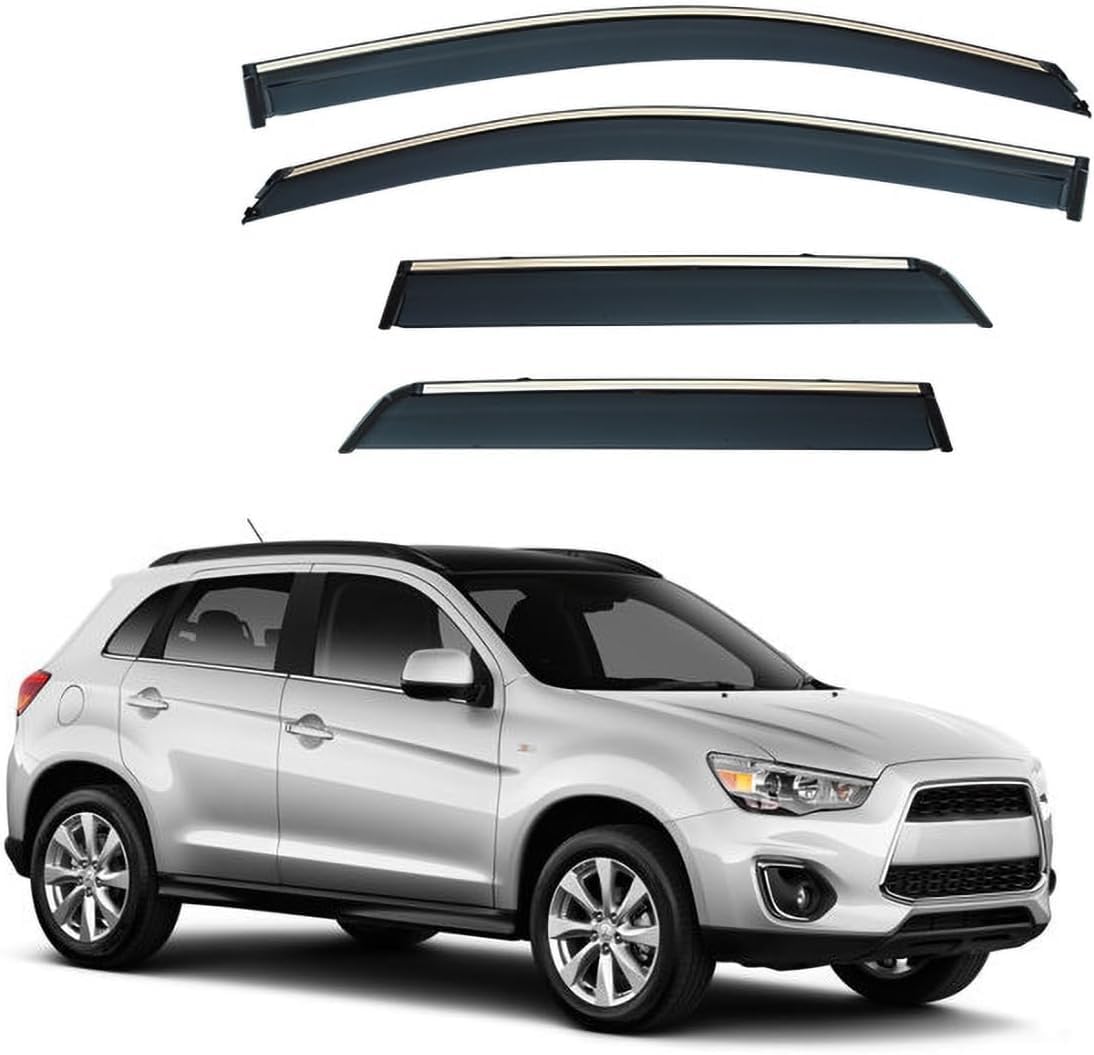 FengXH Window Deflectors for Mitsubishi ASX 2010-2022 - 4pc Smoke Tint, Waterproof, Noise Reducing.