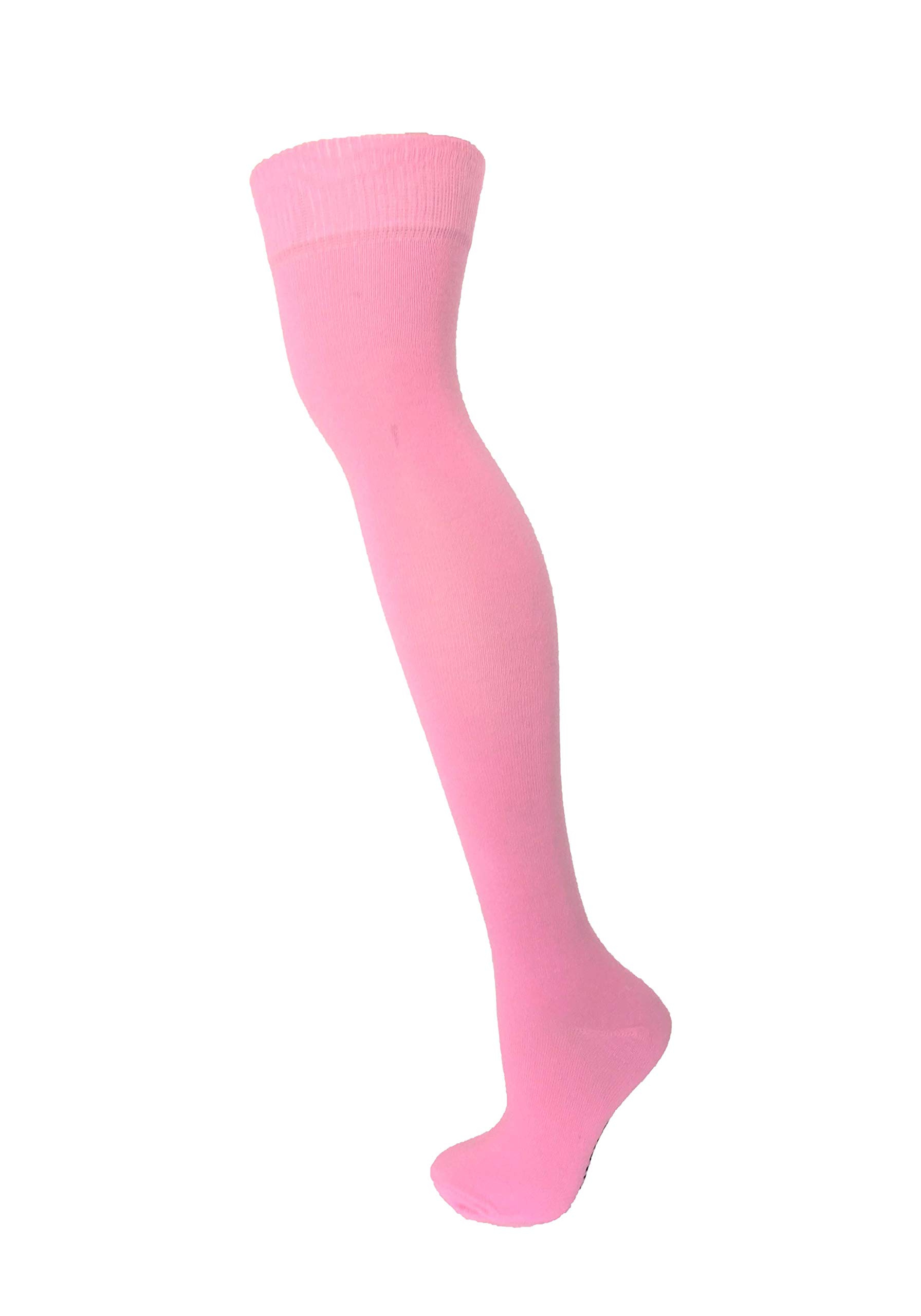 M MACAHEL Ladies Over The Knee Thigh High Plain Socks (pink)