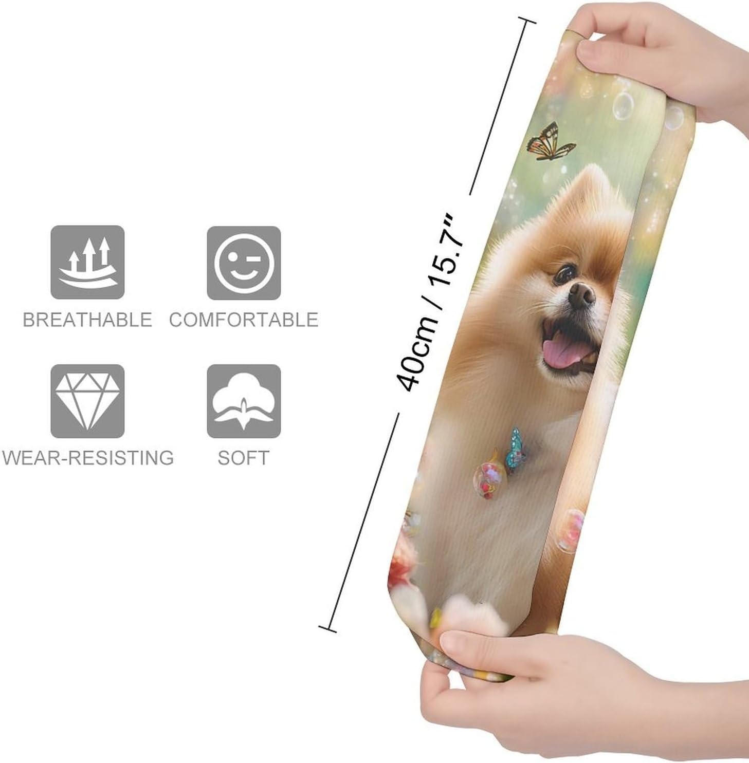 Pomeranian Dog Butterfly Knee High Socks Casual Long Stockings Over Calf Sock Tube for Women Men
