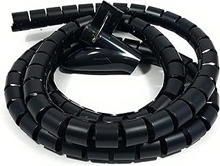 طقم ادوات شريط لف حلزوني مرن لتنظيم الكابلات والاسلاك للكمبيوتر والتلفزيون مثالي للاستخدام في المنزل والمكتب (طول 2 متر، اسود)