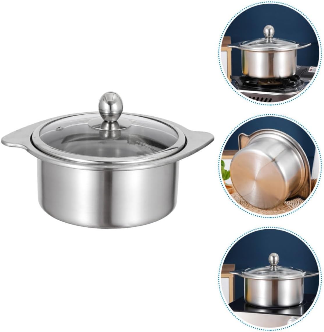Xmas Stainless Steel Divided Hot Pot Pan for Induction, 16cm